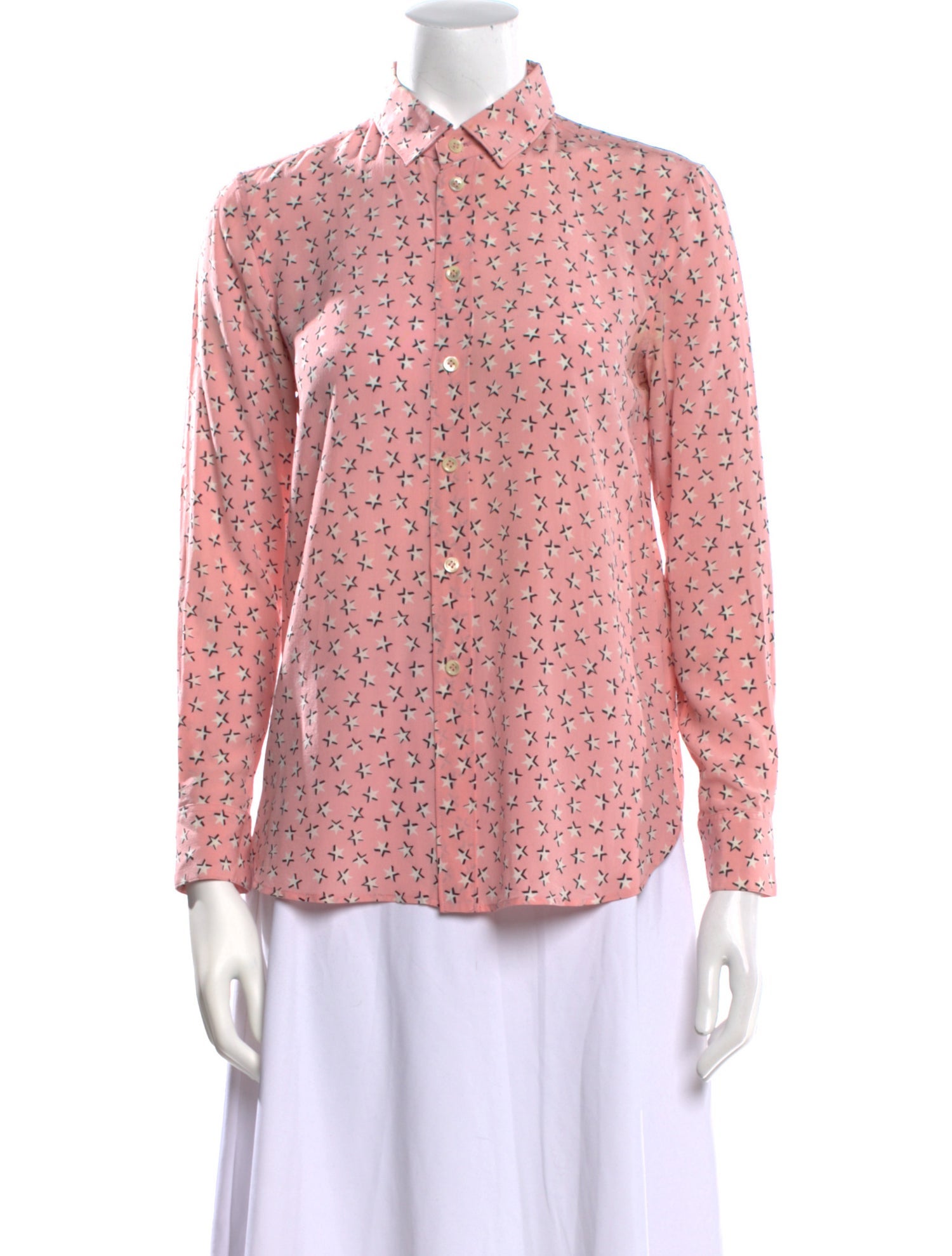 Saint Laurent Silk Printed Button-Up Top