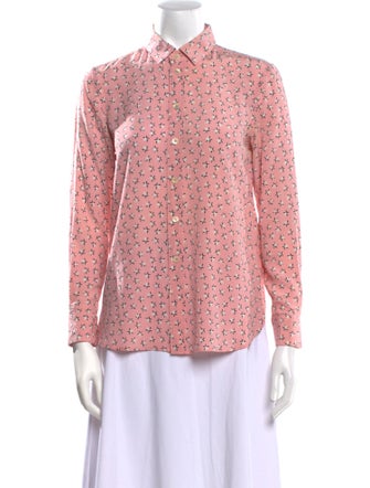 Saint Laurent Silk Printed Button-Up Top