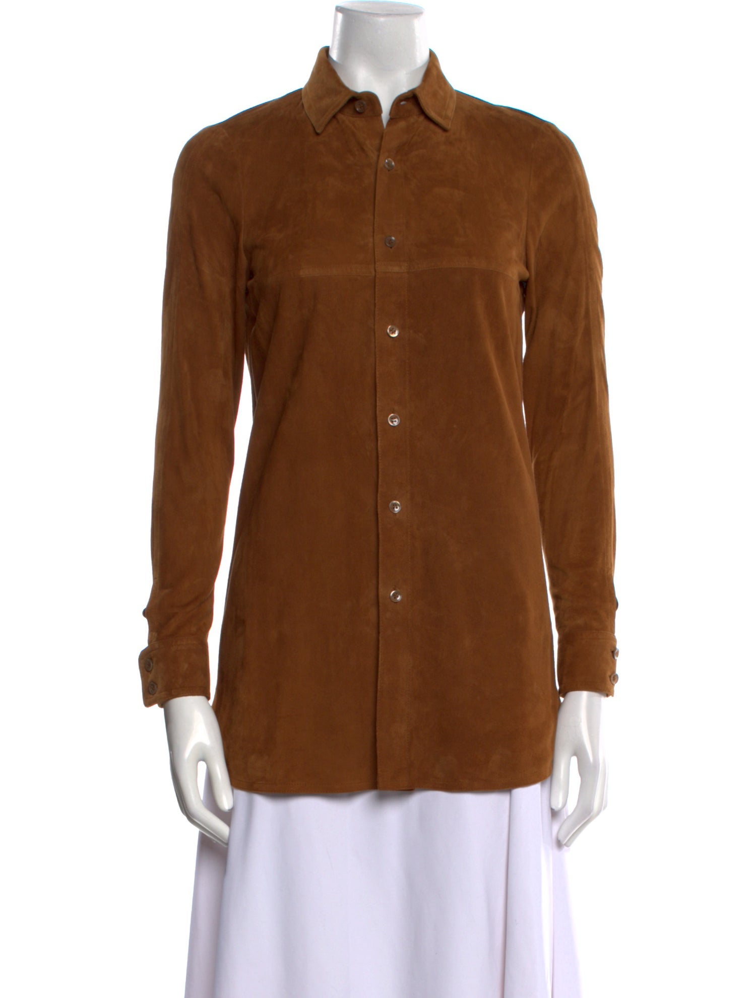 Saint Laurent 2015 Suede Button-Up Top