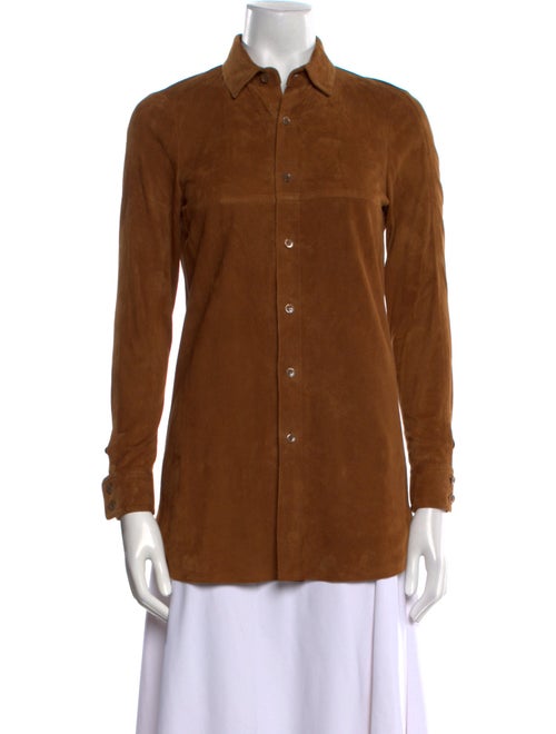 Saint Laurent 2015 Suede Button-Up Top