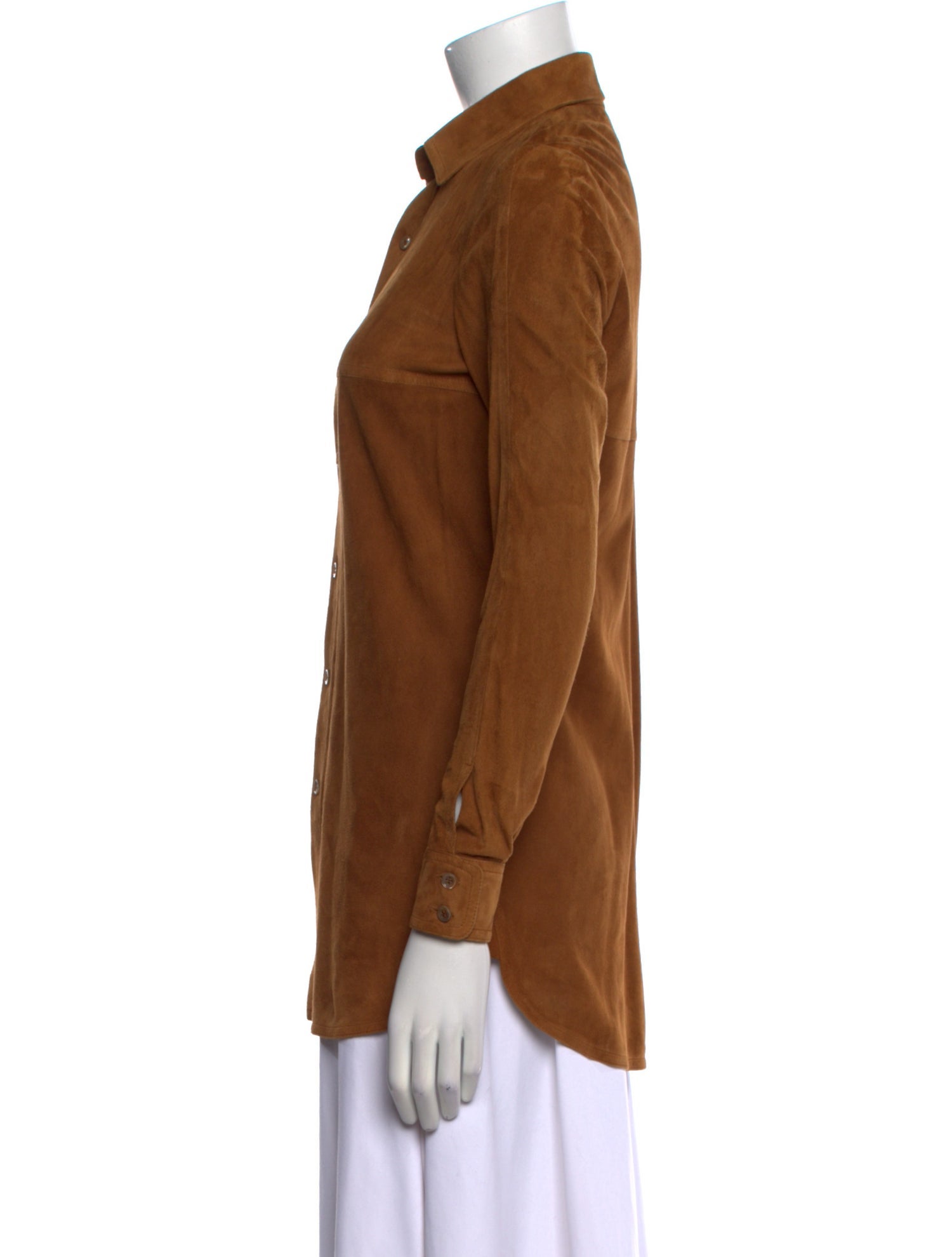 Saint Laurent 2015 Suede Button-Up Top