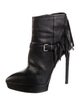 Saint Laurent Leather Fringe Trim Accent Boots