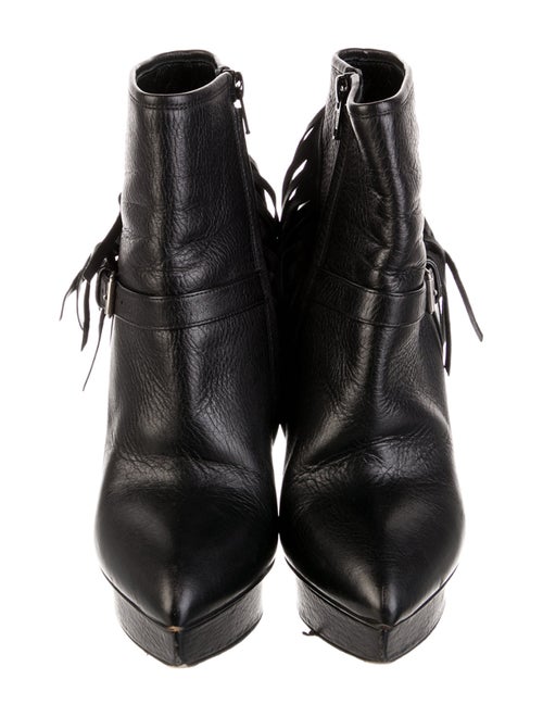 Saint Laurent Leather Fringe Trim Accent Boots