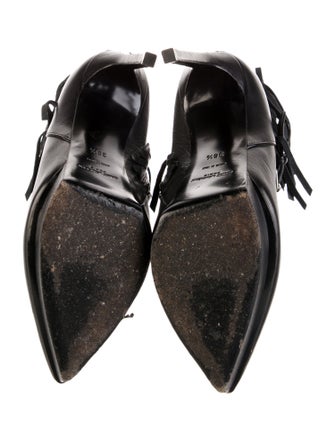Saint Laurent Leather Fringe Trim Accent Boots