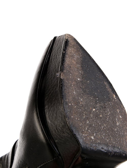 Saint Laurent Leather Fringe Trim Accent Boots