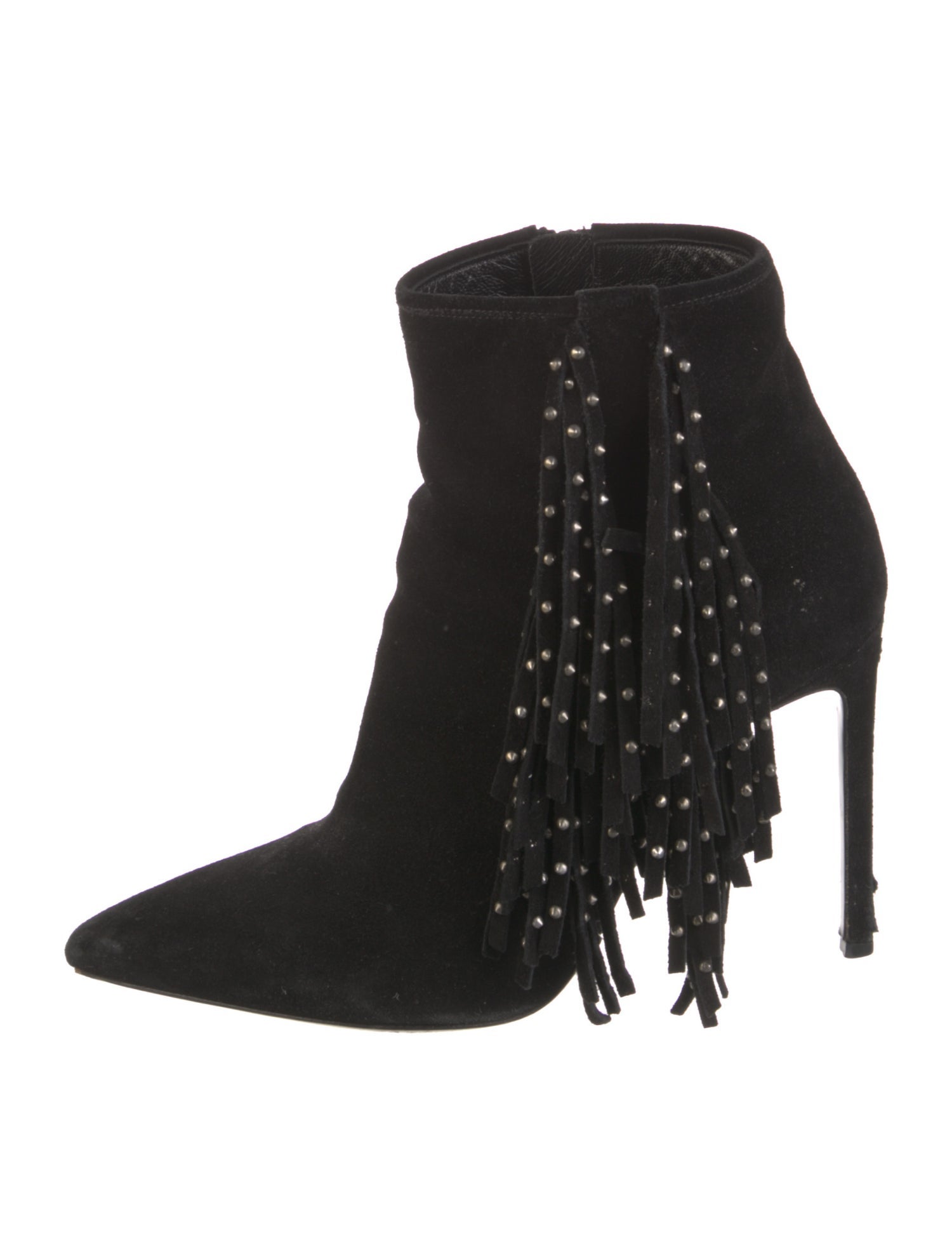 Saint Laurent Suede Studded Accents Sock Boots