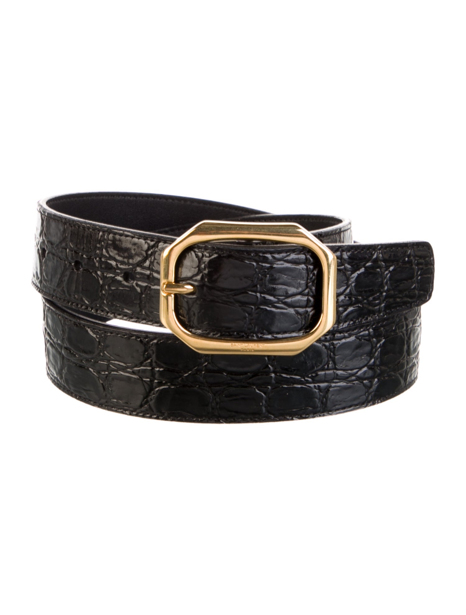 Saint Laurent Embossed Leather Belt w/ Tags