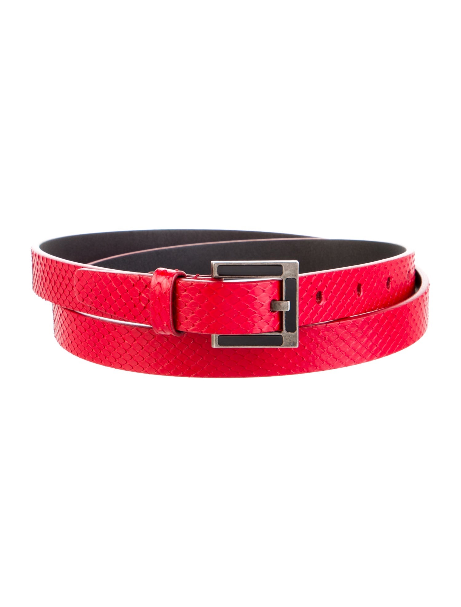 Saint Laurent Skinny Snakeskin Belt w/ Tags