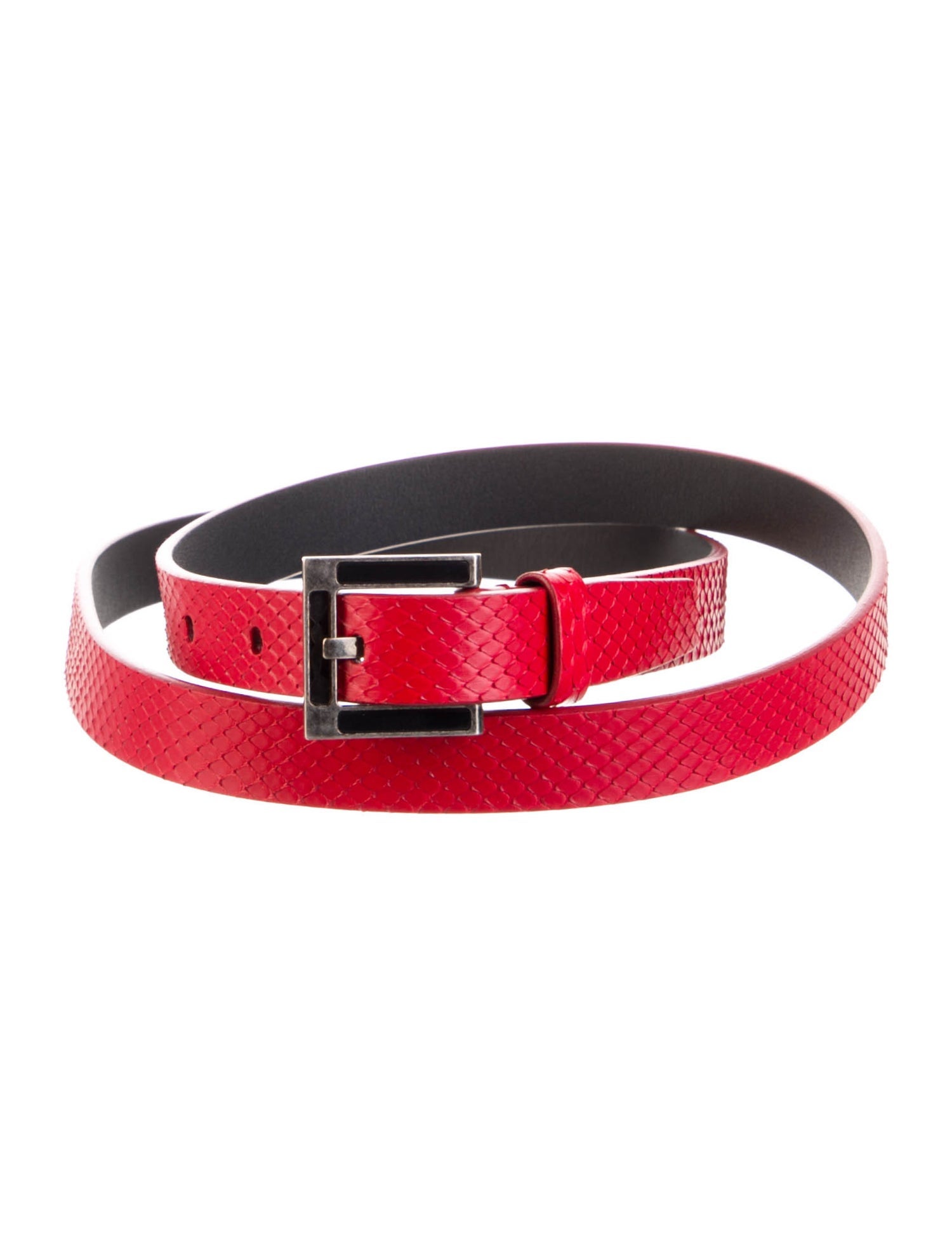 Saint Laurent Skinny Snakeskin Belt w/ Tags