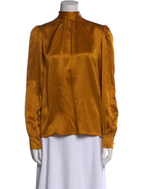 Saint Laurent Silk Mock Neck Blouse
