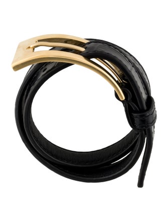 Saint Laurent Leather Buckle Double Wrap Bracelet