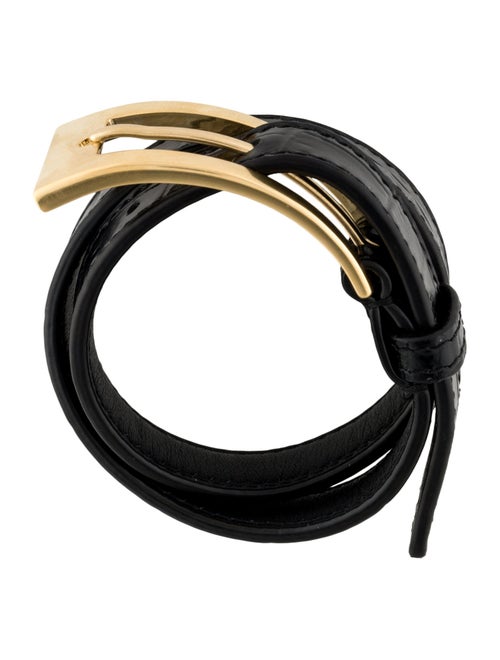 Saint Laurent Leather Buckle Double Wrap Bracelet