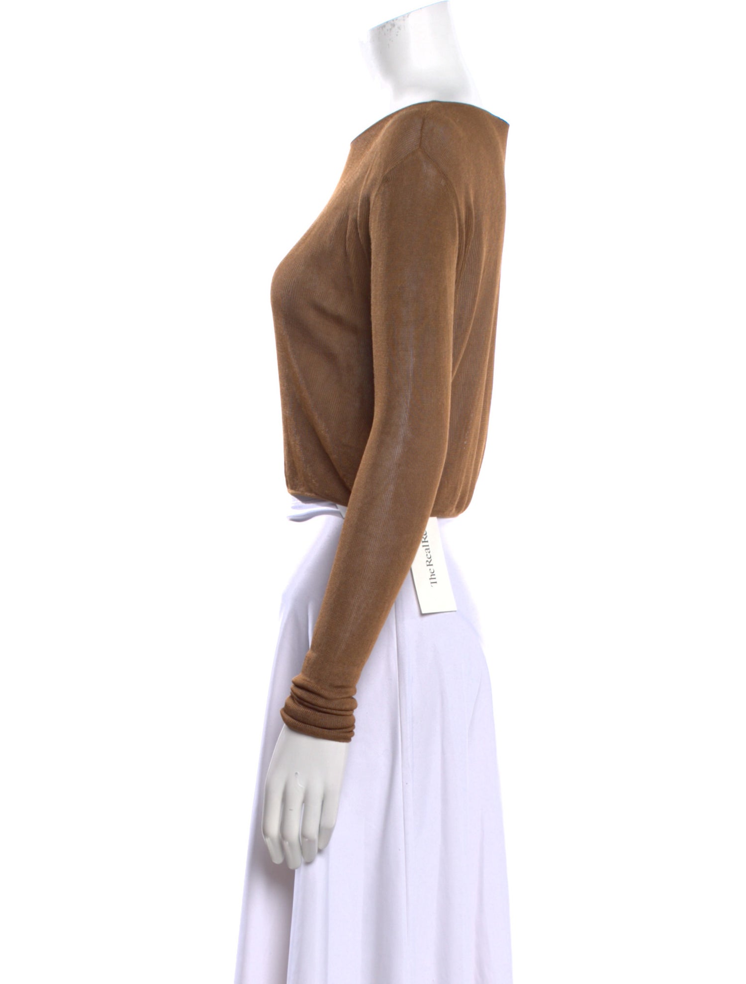 Saint Laurent Bateau Neckline Long Sleeve Crop Top