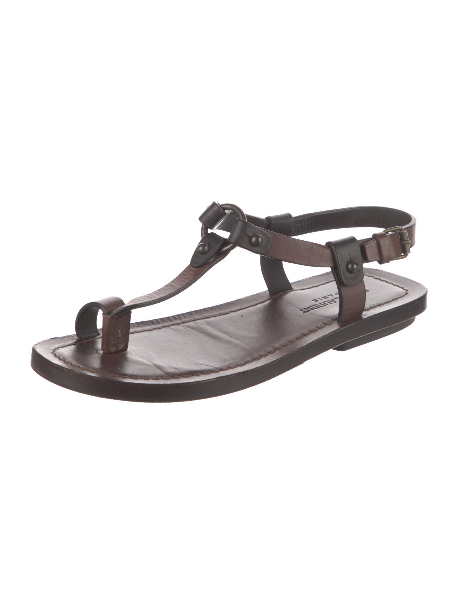 Saint Laurent Leather T-Strap Sandals