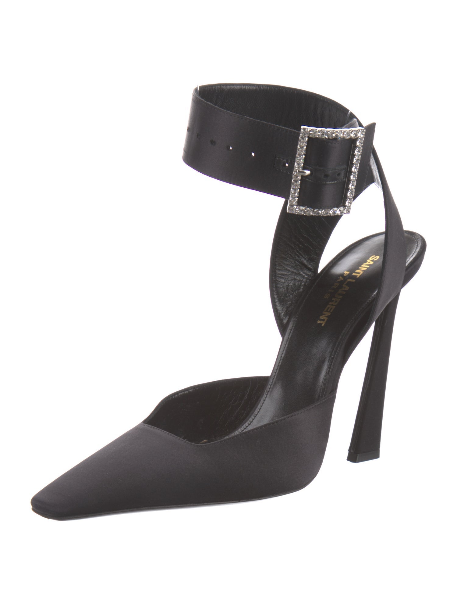 Saint Laurent Satin Crystal Embellishments D'Orsay Pumps