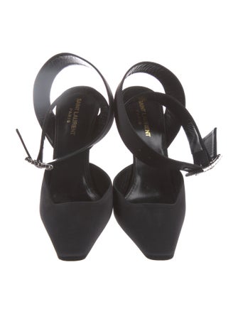 Saint Laurent Satin Crystal Embellishments D'Orsay Pumps