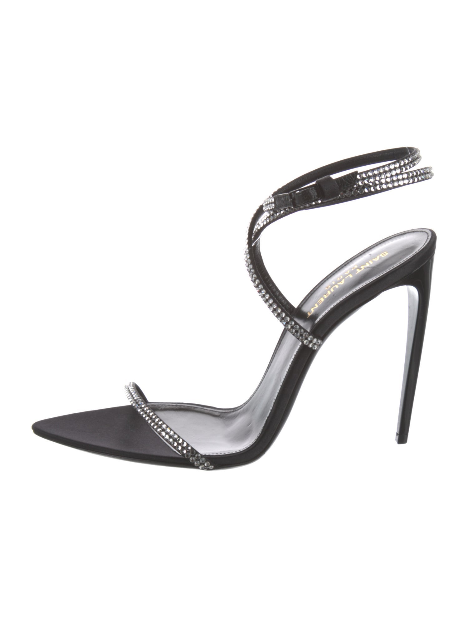 Saint Laurent Satin Crystal Embellishments Sandals