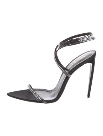 Saint Laurent Satin Crystal Embellishments Sandals