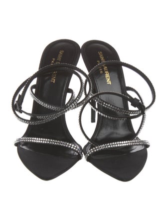 Saint Laurent Satin Crystal Embellishments Sandals