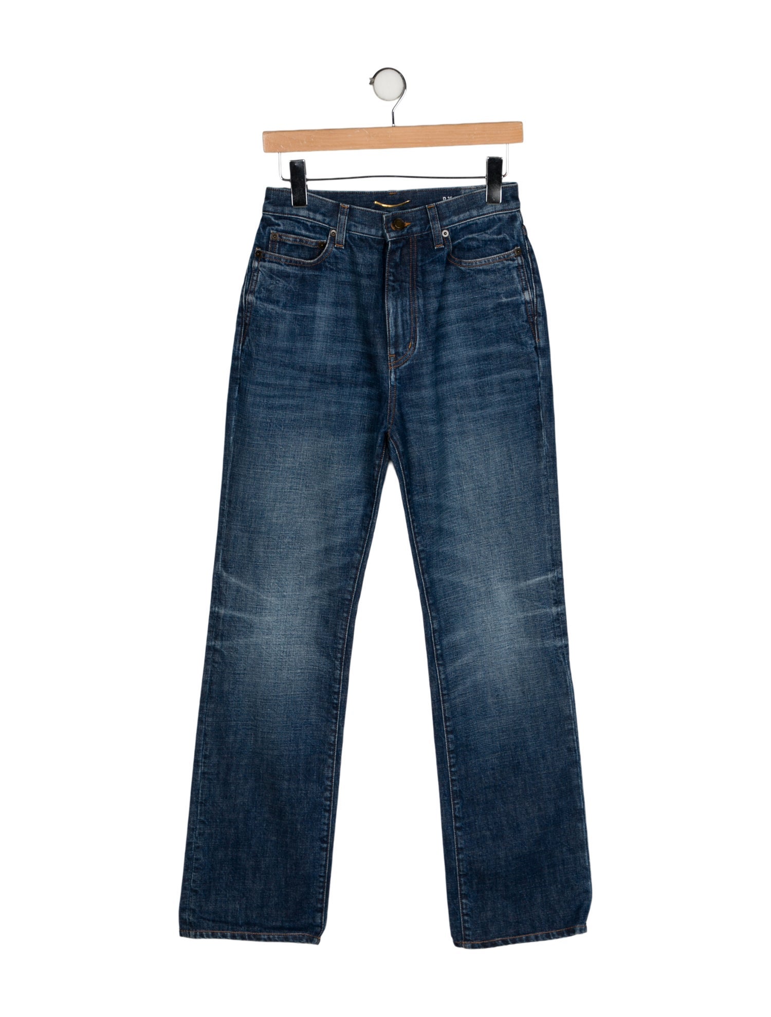 Saint Laurent High-Rise Straight Leg Jeans