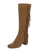 Saint Laurent Suede Fringe Trim Accent Boots