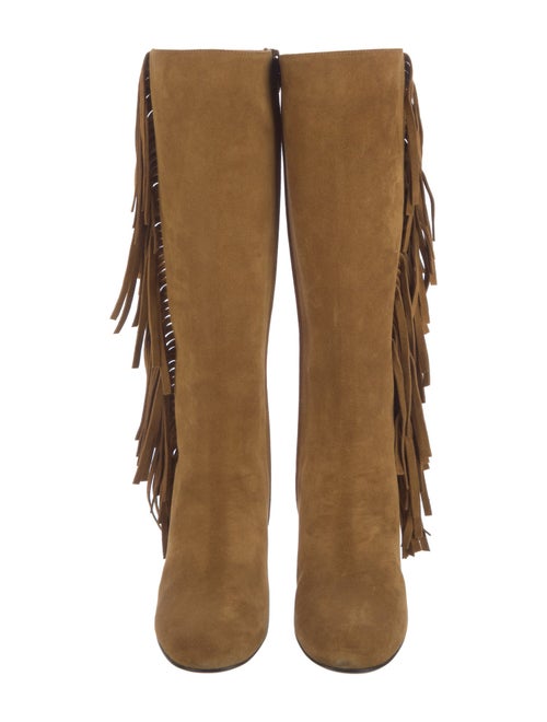 Saint Laurent Suede Fringe Trim Accent Boots