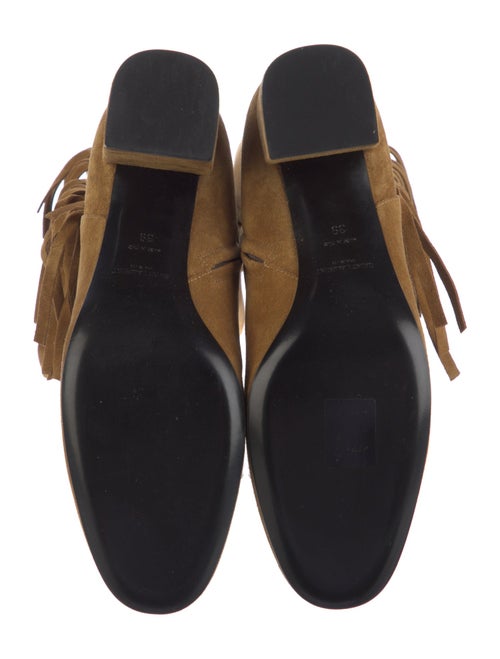 Saint Laurent Suede Fringe Trim Accent Boots