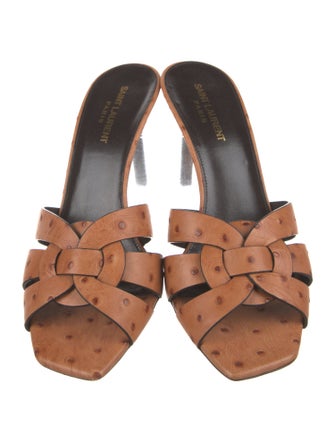 Saint Laurent Ostrich Slides