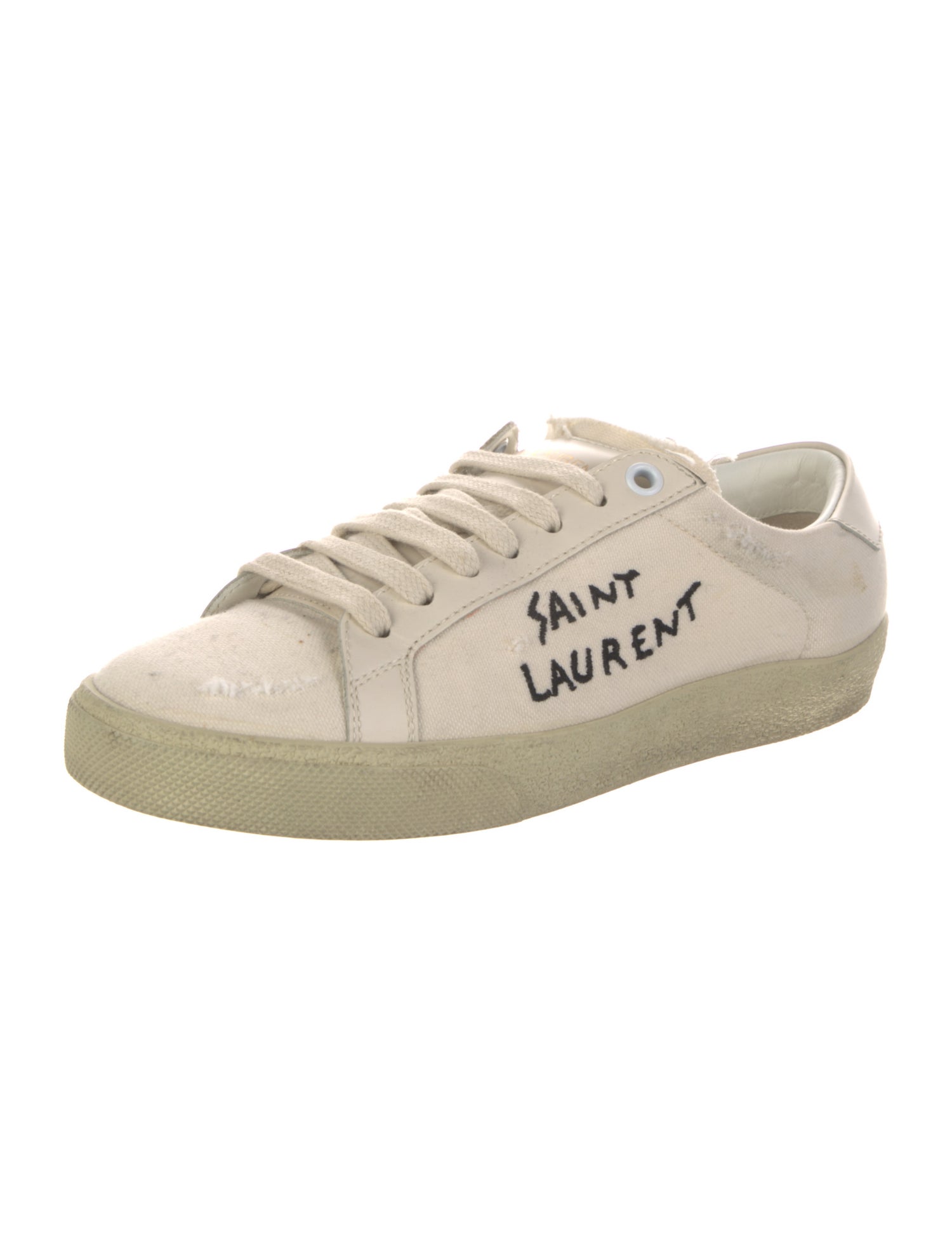 Saint Laurent Canvas Leather Trim Embellishment Sneakers