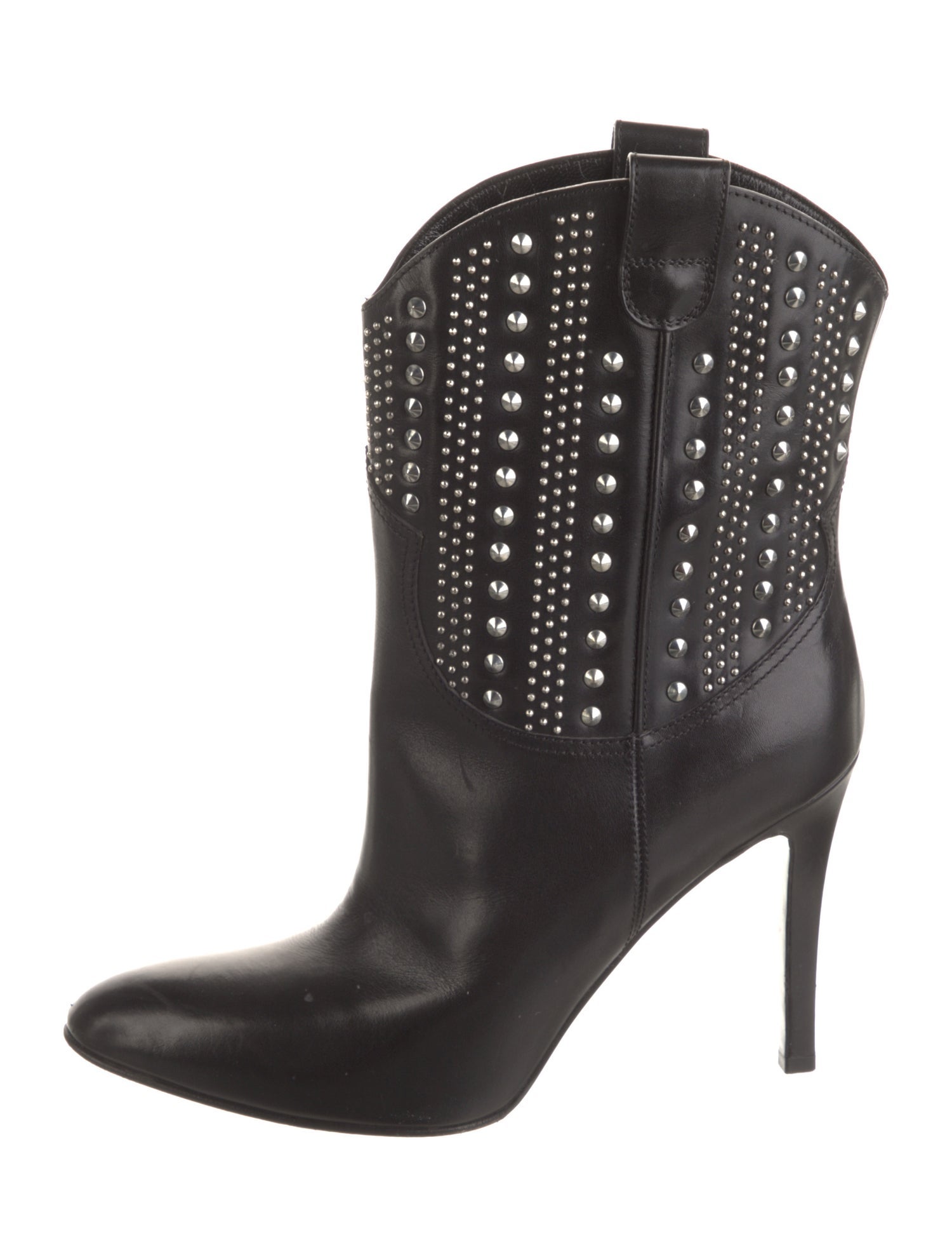 Saint Laurent Leather Studded Accents Western Boots