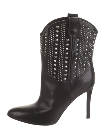 Saint Laurent Leather Studded Accents Western Boots