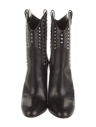 Saint Laurent Leather Studded Accents Western Boots