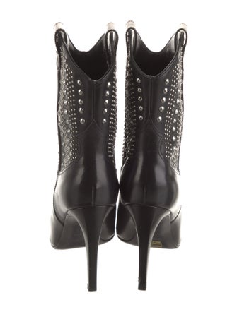Saint Laurent Leather Studded Accents Western Boots