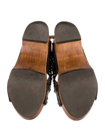 Saint Laurent Leather Studded Accents Slides