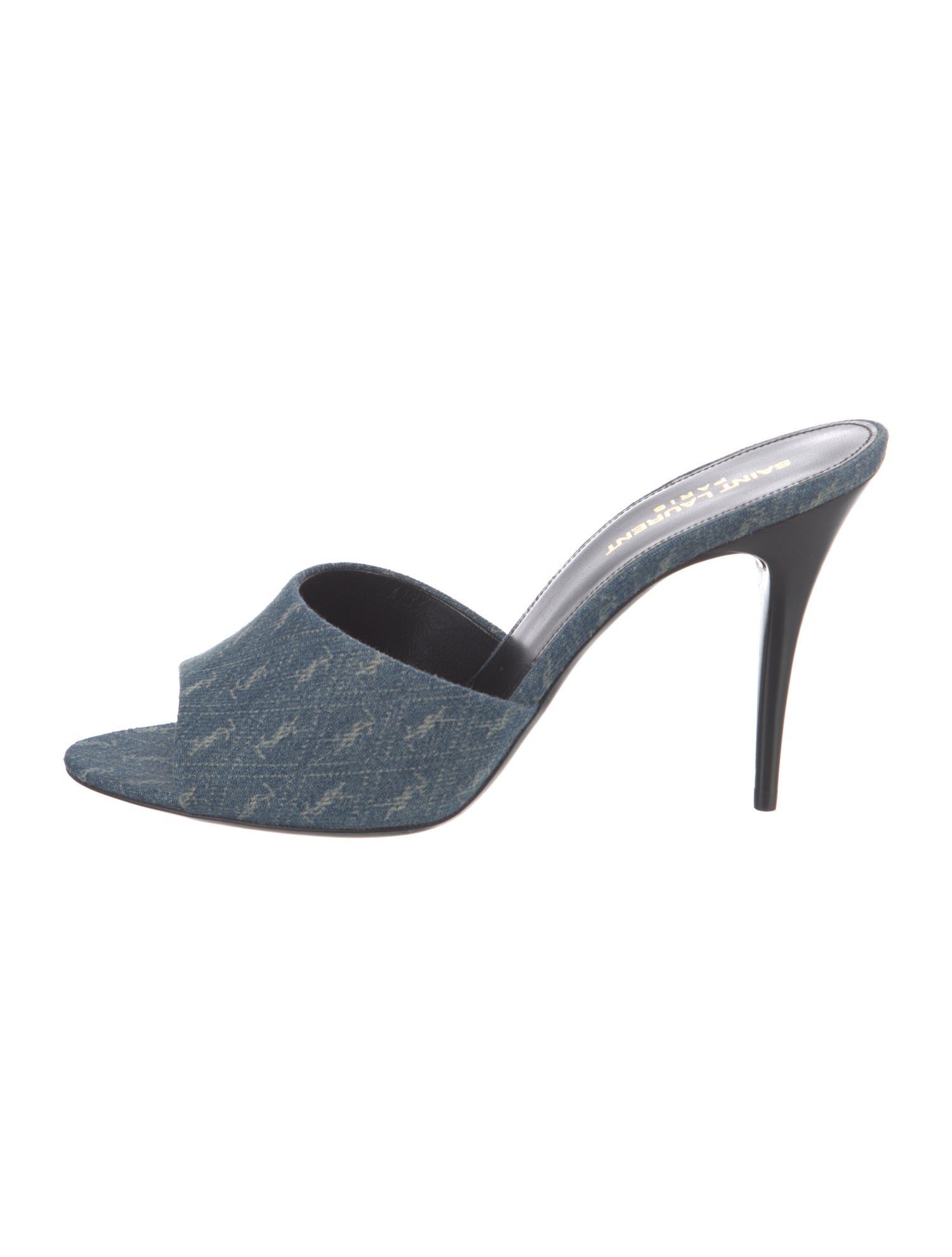 Saint Laurent Denim Printed Mules