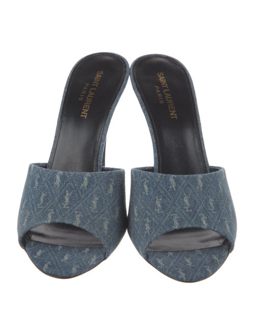 Saint Laurent Denim Printed Mules
