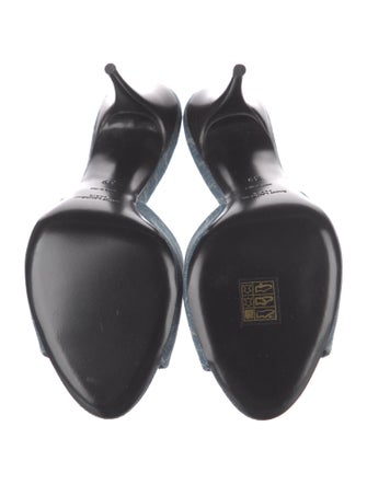 Saint Laurent Denim Printed Mules