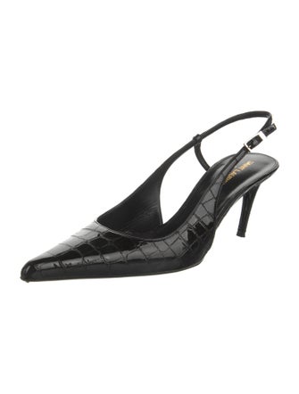 Saint Laurent Crocodile Slingback Pumps