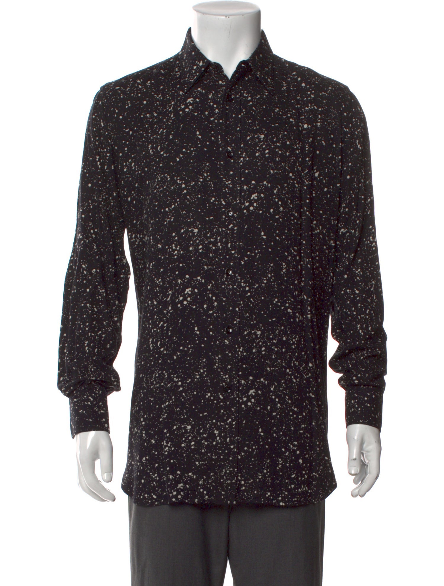 Saint Laurent 2015 Paint Splatter Print Long Sleeve Shirt