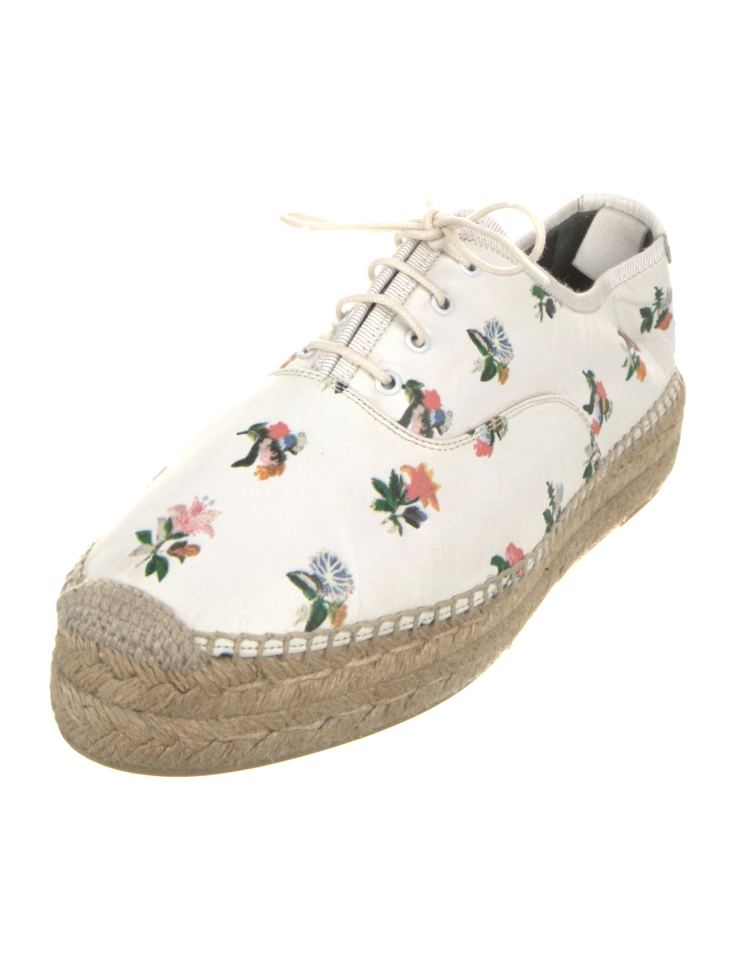 Saint Laurent Leather Floral Print Espadrilles