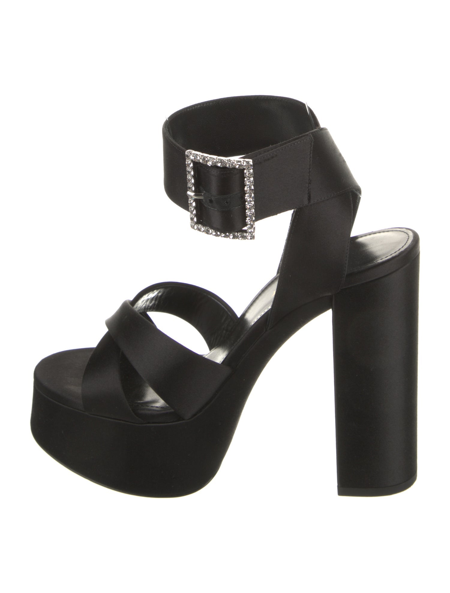 Saint Laurent Satin Crystal Embellishments Sandals