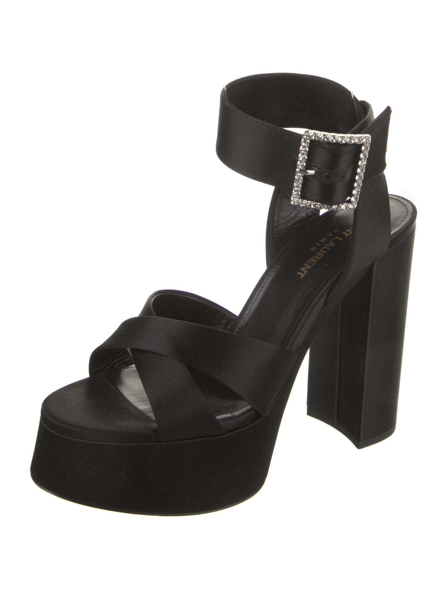 Saint Laurent Satin Crystal Embellishments Sandals