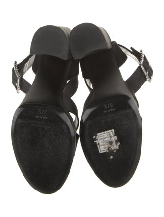 Saint Laurent Satin Crystal Embellishments Sandals