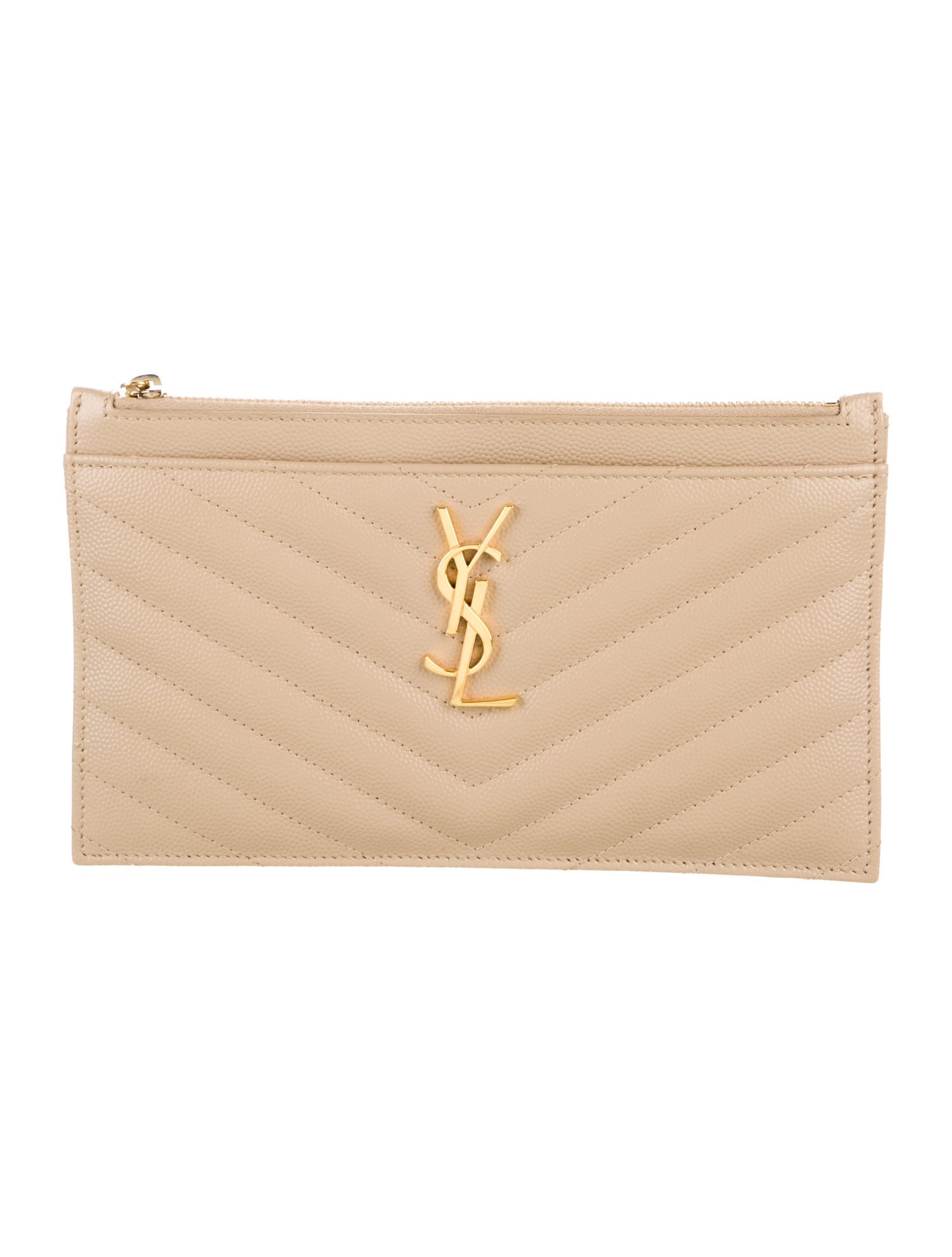 Saint Laurent 2020 Small Cassandre Matelassé Zip Pouch Wallet