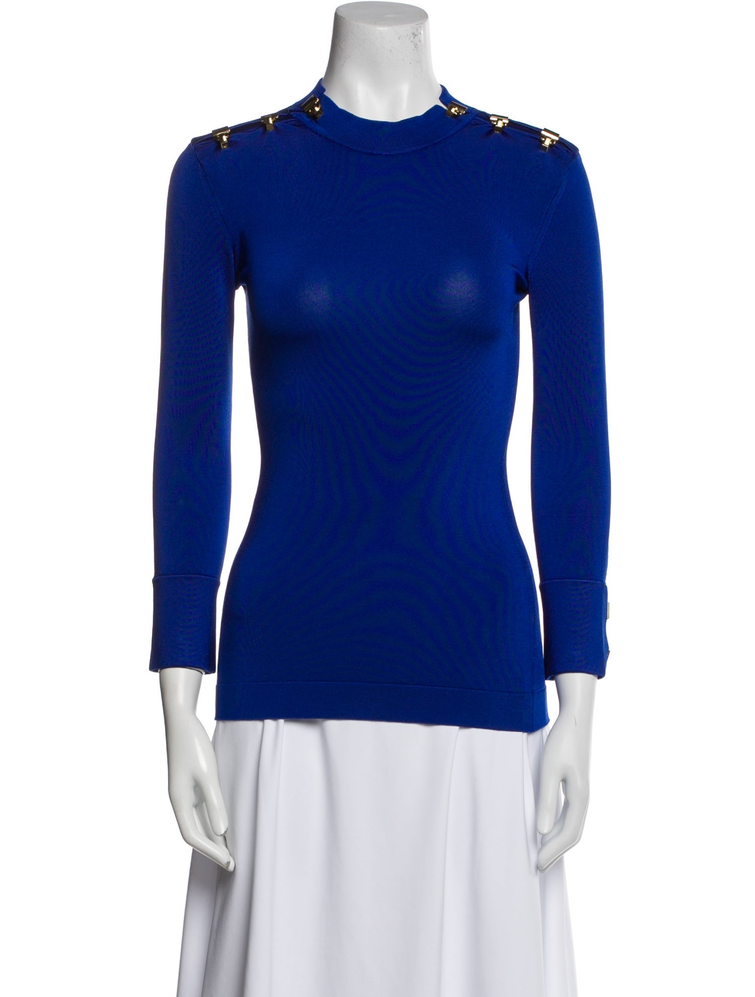 Saint Laurent Mock Neck Three-Quarter Sleeve Top