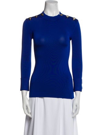 Saint Laurent Mock Neck Three-Quarter Sleeve Top