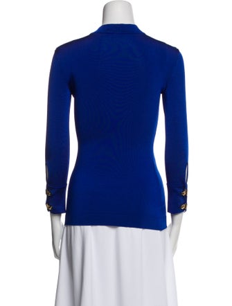 Saint Laurent Mock Neck Three-Quarter Sleeve Top