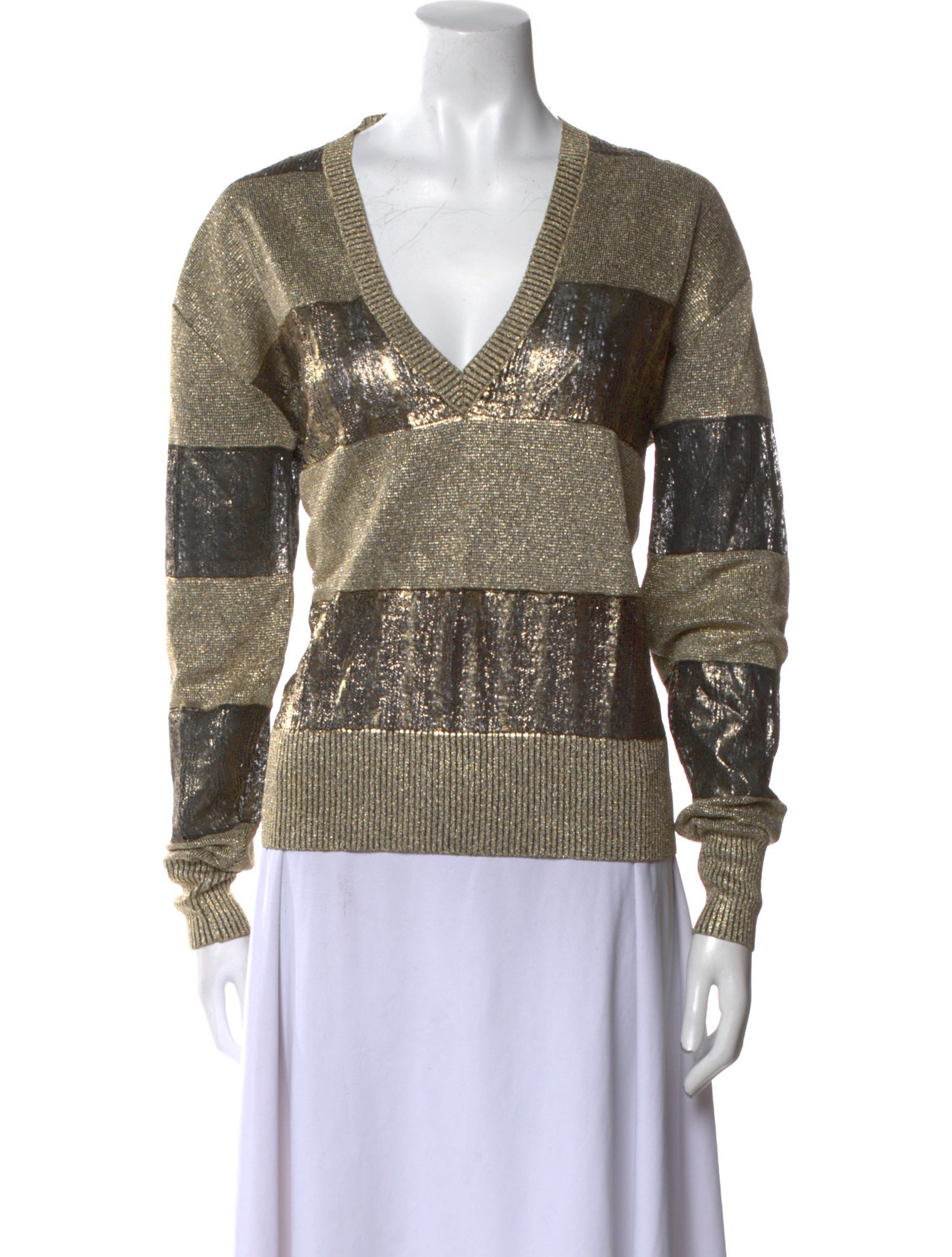 Saint Laurent Linen Colorblock Pattern Sweatshirt