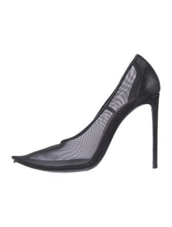 Saint Laurent Mesh Leather Trim Embellishment Pumps