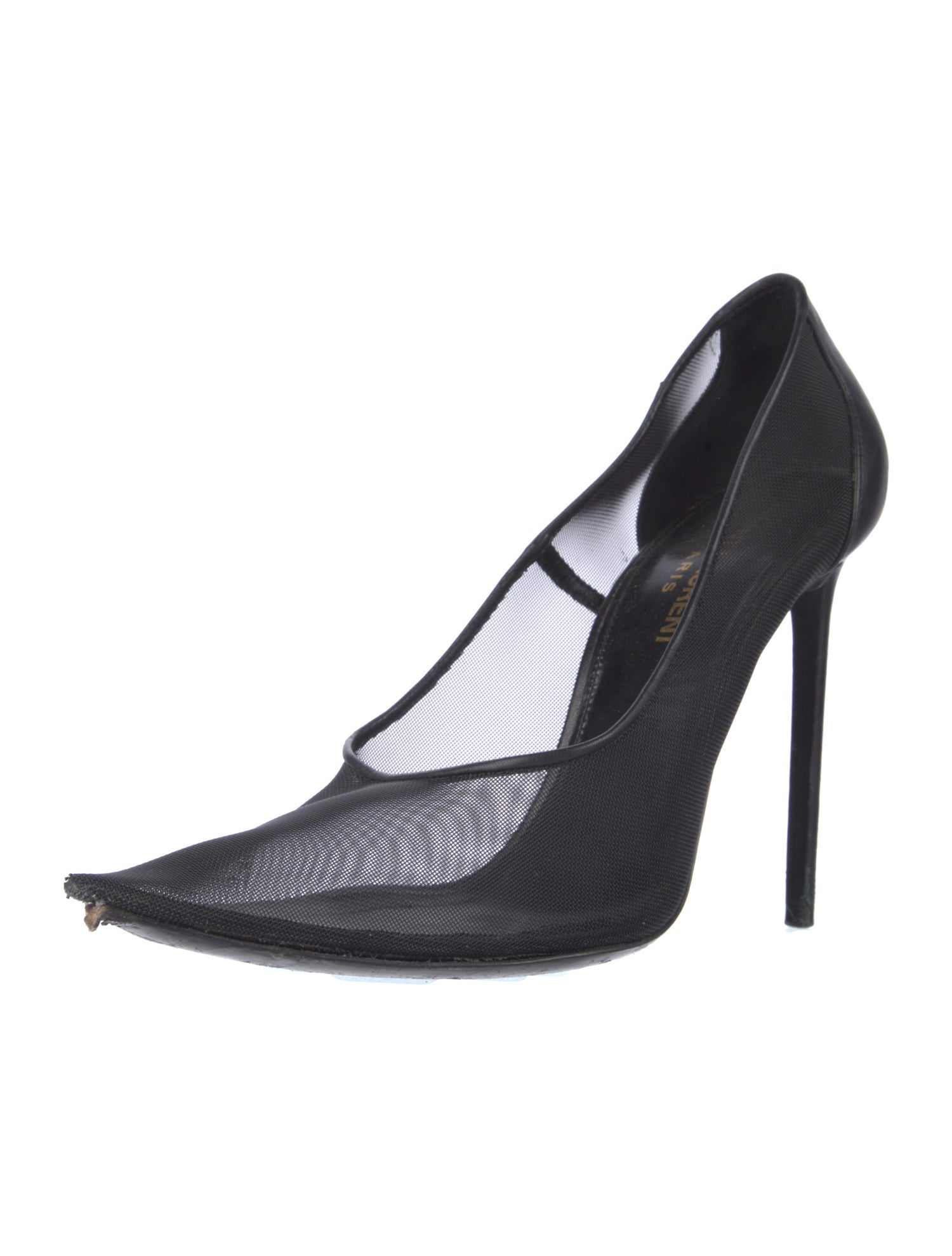 Saint Laurent Mesh Leather Trim Embellishment Pumps